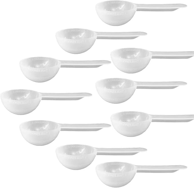 1 Tablespoon Measure Spoon Short Handle Scoops for Canisters by powbab. Made in USA. Dual Use Powder Measure for 1 Teaspoon to 1 Tablespoon Scoop. Protein, Spices, Coffee Scoop. BPA Free (10 count)