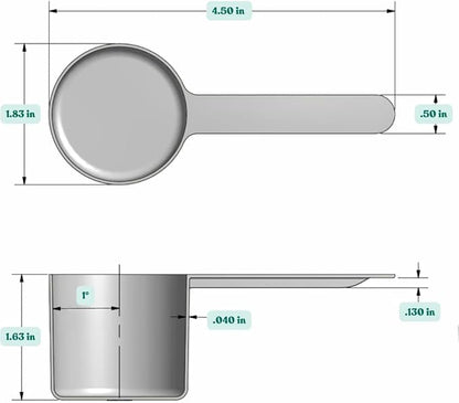 1/4 Cup (4 Tablespoon | 2 Oz. | 60 mL) Long Handle Scoop for Measuring Coffee, Pet Food, Grains, Protein, Spices and Other Dry Goods (Pack of 5)