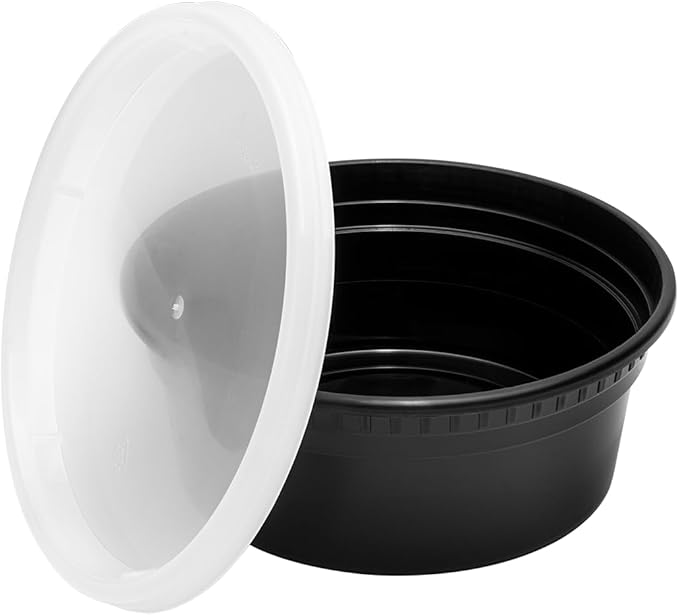 Karat [8oz - 240 ct Black PP Injection Molded Round Deli Containers with Lids (FP-IMDC8-PPB)