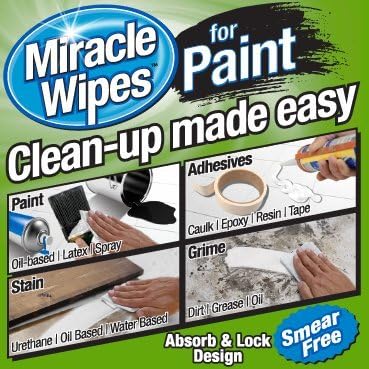 MiracleWipes for Paint Prep & Cleanup, Remove Tough Grime Build-Up, Wet Paint, Caulking, Epoxy, Colorant, and more from Hands, Surfaces, & Tools - 30 Count