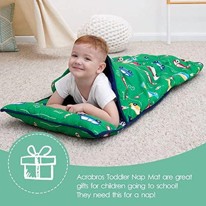 ACRABROS Toddler Nap Mat with Pillow and Blanket, Large Rolled Napping Mats,Slumber Bags for Boys Girls,Kids Sleeping Bag for Daycare, Preschool Travel