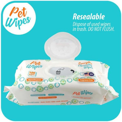 Txakur pet Wipes for Dogs and Cats Hypoallergenic Natural Products for Cleansing from Nose to Tail 100 Count 8x7in Wipes Perfect for Grooming and Cleaning Made in The USA Fragance-Free