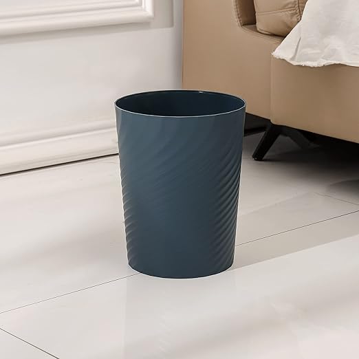 UUJOLY Plastic Trash Can Wastebasket, Garbage Container Basket for Bathrooms, Kitchens, Offices, Kids Rooms, Bluish Green