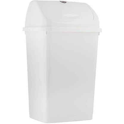 Superio Kitchen Trash Can 13 Gallon with Swing Lid, Plastic Tall Garbage Can Outdoor and Indoor, Large 52 Qt Recycle Bin and Waste Basket for Home, Office, Garage, Patio, Restaurant (White)