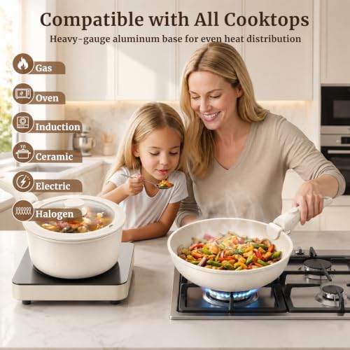 YASHE 20Pcs Nonstick Pots and Pans Set with Detachable Handles, Oven Safe