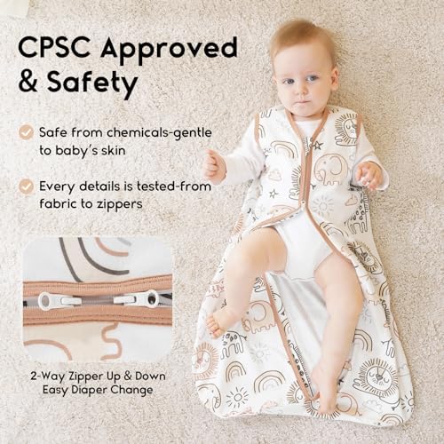 Yoofoss Baby Sleep Sack 18-24 Month 0.5TOG 100% Organic Cotton 2-Way Zipper
