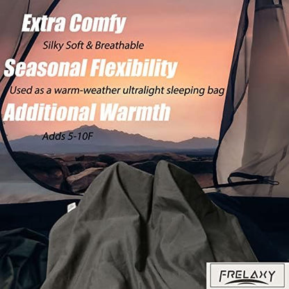 Frelaxy Sleeping Bag Liner, XL Travel Sheet for Camping, Hotels and Hostels