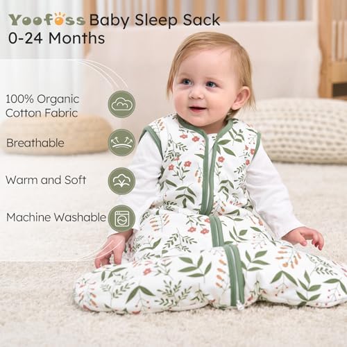 Yoofoss Baby Sleep Sack 18-24 Month 1.5TOG 100% Organic Cotton 2-Way Zipper