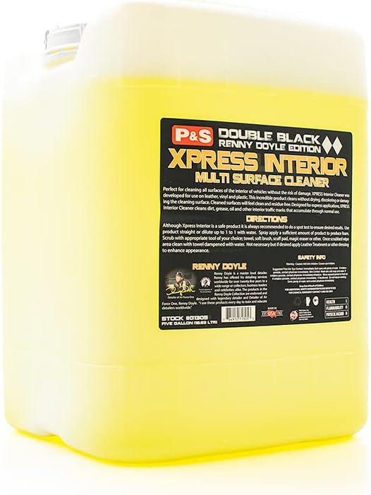 P & S PROFESSIONAL DETAIL PRODUCTS - Xpress Interior Cleaner, All-In-One Solution Safely Removes Traffic Marks, Dirt, Grease, Oil; Works on Leather, Vinyl, Plastic; Fresh Scent - 5 Gallon