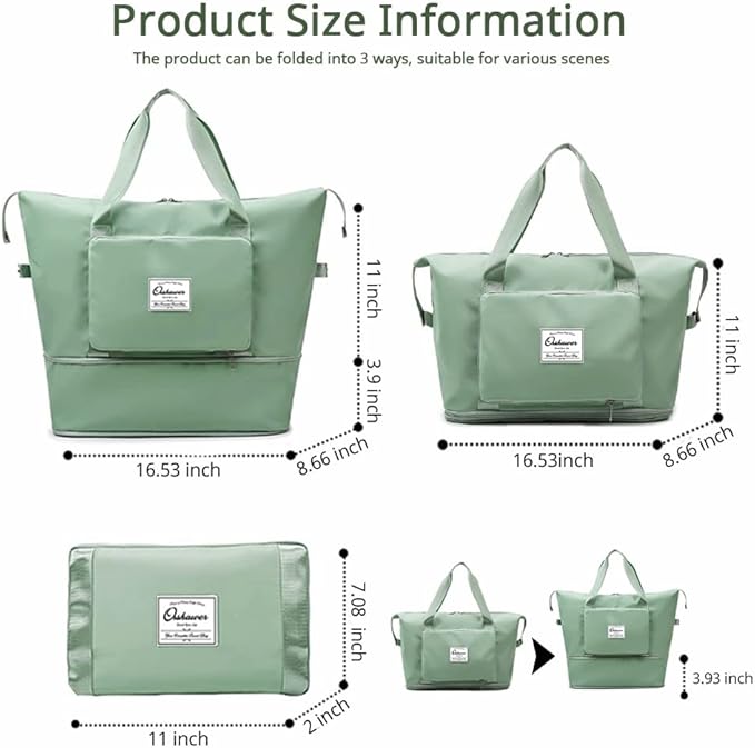 Large Capacity Foldable Travel Bag Expandable Portable Carry on Bag Dry&Wet Separation Sports Duffel Bags