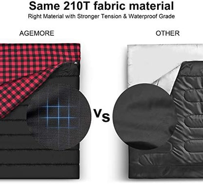 Cotton Flannel Double Sleeping Bag, 2 Person Camping Sleeping Bag