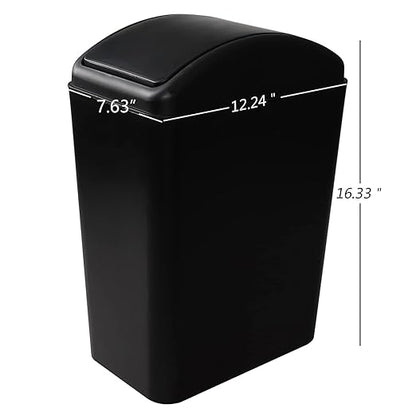 4.5 Gallon Swing Top Trash Bin, Plastic Garbage Can with Lid, Black, 3 Pack