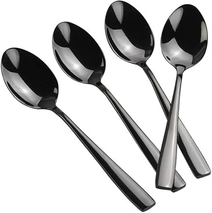 Teyyvn 12-Piece Black Stainless Steel Dessert Spoons