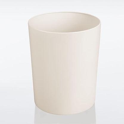 mDesign Round Metal Small 1.7 Gallon Recycle Trash Can Wastebasket, Garbage Container Bin for Bathrooms, Kitchen, Bedroom, Home Office - Durable Stainless Steel - Mirri Collection - Cream/Beige