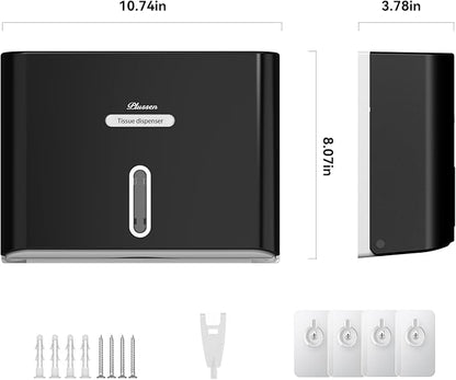 Paper Towel Dispenser Wall Mount, Adhesive No Drilling Multifold Trifold C Fold Commercial Hand Towel Dispenser,Black
