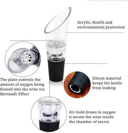 Wine Opener Set,Wine Bottle Opener Including Foil Cutter, Bottle Stopper Pourer and Extra Spiral,Wine Corkscrew Set,Gift box Opener Kit.