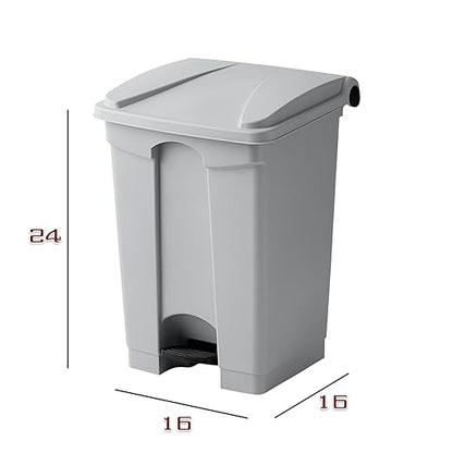 PRO&Family Step-On Trash Can with Lid, Plastic Waste Bin, Foot Pedal Operation (Gray, 12 Gallon)