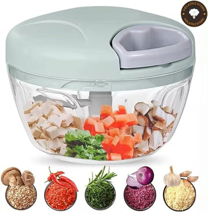 Generic Manual Vegetable Cutter Chopper, Hand Pull String Fruit and Vegetable Chopper and Mincer, Stainless Steel Blades, BPA Free (Green, 500ml), VS2024-04