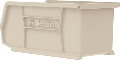 Akro-Mils 30230 AkroBins Plastic Storage Bins, Space-Saving Stackable Bins for Garage, Pantry, Craft Organization, 11-Inch x 5-Inch x 5-Inch, Stone, 12-Pack