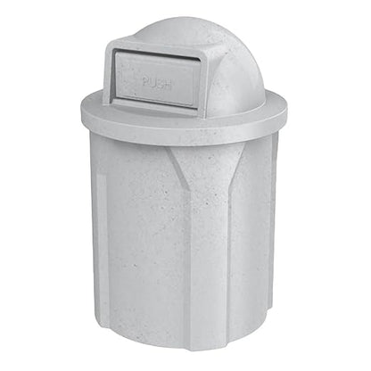 42 Gallon Circle 100% Recycled Plastic Heavy Duty Outdoor Commercial Trash Can with Push Open Dome Lid and Internal Liner | Great for Schools and Businesses - Light Granite