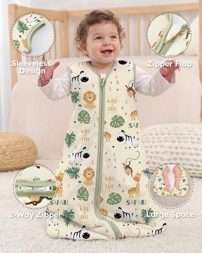 Yoofoss Baby Sleep Sack 6-12 Month 1.5TOG 100% Organic Cotton 2-Way Zipper