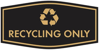 Fancy Recycling Only Sign (Black Gold) - Medium
