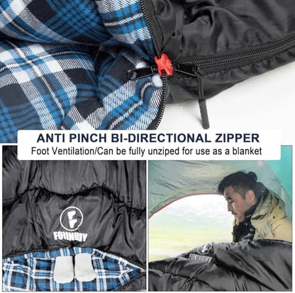 0 Degree Cotton Flannel Double Sleeping Bag for Adults