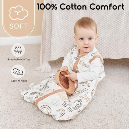 Yoofoss Baby Sleep Sack 18-24 Month 0.5TOG 100% Organic Cotton 2-Way Zipper
