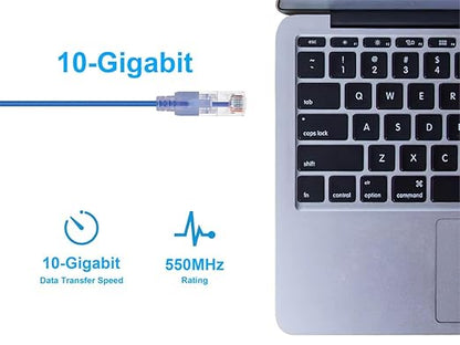Monoprice Cat6A 5ft 10-Color 10-Pk Patch Cable UTP 30AWG 10G Pure Bare Copper Snagless RJ45 SlimRun Series Ethernet Cable