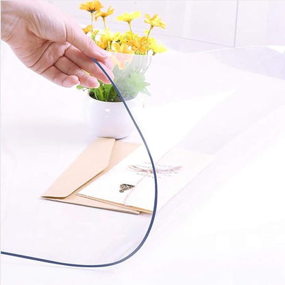 NECAUX Custom 39.4 x 96 Inch Clear Table Cover Protector, 1.5mm Thick Wood Grain Transparent Table Pad Non-Slip Tablecloth Plastic Protective Pad for 8 Foot Dining Room Table, Conference Table