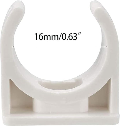100 Pcs U-Shaped PVC Water 16mm Pipe Clamps Clips, U-Shaped Buckles Fit for 1/2" (16mm) Water Pipes and TV Trays Tubing Hose Hanger Support Pex Tubing （White 16mm）