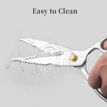 Professional Kitchen Scissors - Heavy Duty Food Scissors - Stainless Steel Utility Shears - Cutting Tools for Vegetables, Meat, Fish & Pizza