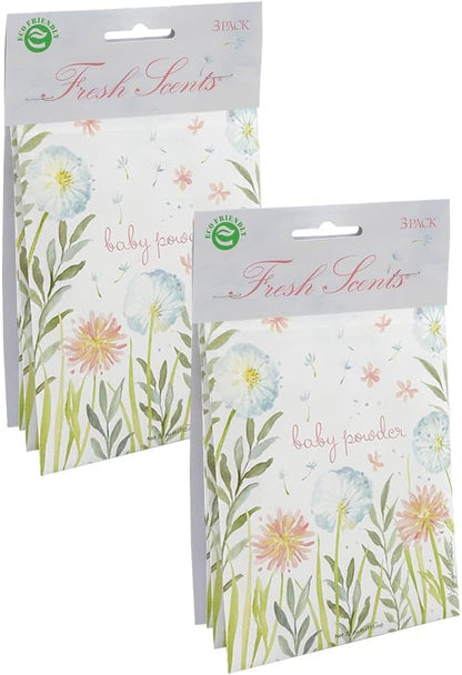 WILLOWBROOK | Fresh Scents Scented Sachet Packet | Baby Powder | Air Freshener Bags for Drawers, Closets, Cars | 6 Pack | Long Lasting Home Fragrance