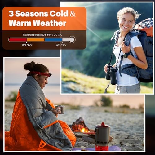 Macarrie 10 Pcs Bulk Sleeping Bags for Adults 0 Degree Waterproof Emergency Sleeping Bags with Compression Sack for Camping Hiking Backpacking Outdoor Activities