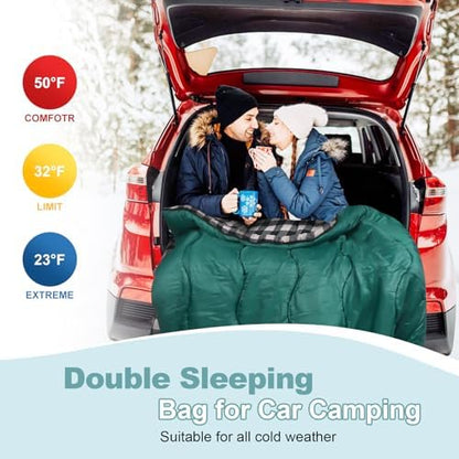 0 Degree Cotton Flannel Double Sleeping Bag for Adults