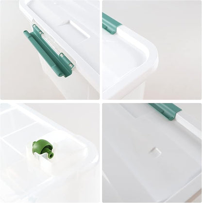 80 L Extra Large Plastic Storage Box, Clear Large Plastic Storage Bins with Wheels, 4-Pack