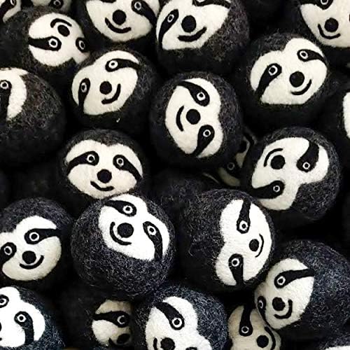 Friendsheep Wool Dryer Balls 6 Pack XL Organic Premium Reusable Cruelty Free Handmade Fair Trade No Lint Fabric Softener Gray Sloth - Sloth Squad