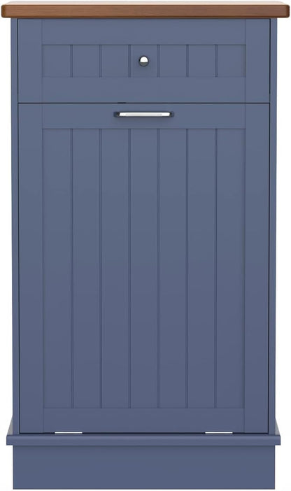 Betterhood Tilt Out Trash Cabinet 10 Gallon Wooden Free Standing Laundry Sorter Cabine,Recycling Cabine with Hideaway Drawer,Tilt Out Trash Cabinet Can Bin Kitchen