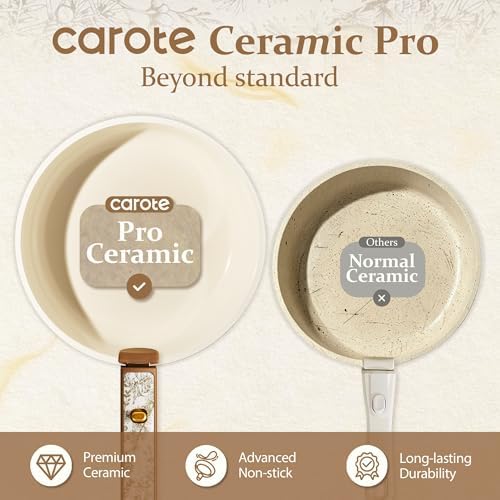 CAROTE 25pcs Ceramic Cookware Sets, Nonstick Pots and Pans Set Non Toxic