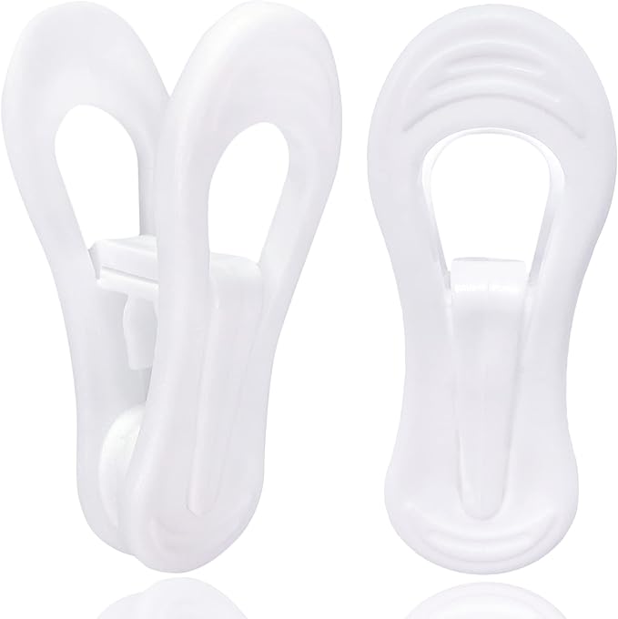 White Hanger Clips 50 Pack, Multi-Purpose Plastic Hangers Clips Perfect for Plastic Clothes Hangers, Clothes Pins Finger Clip for Skirt Pants Hangers