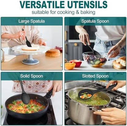 TeamFar Silicone Cooking Utensil Set of 7, Kitchen Cooking Utensil Set