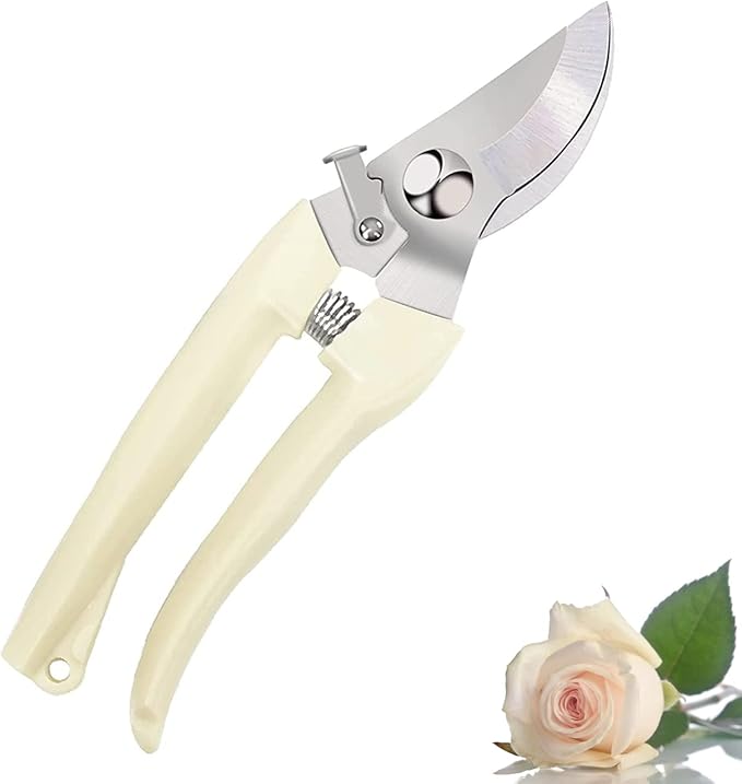 Leize Pruning Shears, Gardening Hand Pruner, Floral Shears, Strong Pruner for Flowers, Branches and Leaves (CreamA)