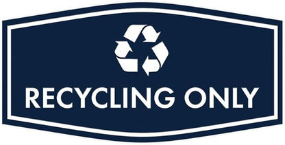 Fancy Recycling Only Sign (Navy Blue/White) - Small