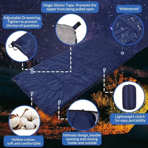 Macarrie 12 Pack Camping Sleeping Bags for Adults Homeless Bulk Cold Weather Kids Sleeping Bag Lightweight Waterproof Compression Sack for Backpacking Traveling Hiking Outdoor Shelter