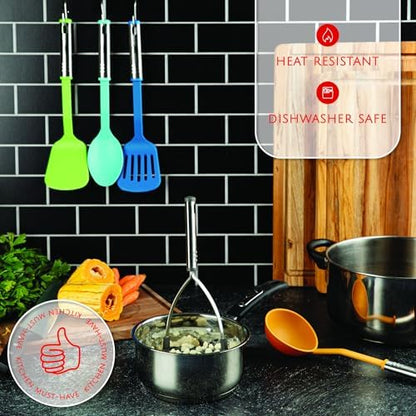Kitchen Utensils Set 35 PCS Cooking Utensils Set, Nonstick and Heat Resistant Nylon Stainless Steel Silicone Spatula Set - Kitchen Gadgets Home Essentials Kitchen Accessories, Apartment Must Haves