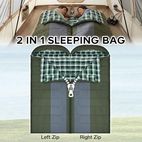0 Degree Sleeping Bags Waterproof for Adults, Cold Weather Machine Washable Sleeping Bag with Compression Sack for 3-4 Season Camping Outdoor