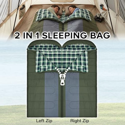 0 Degree Sleeping Bags Waterproof for Adults, Cold Weather Machine Washable Sleeping Bag with Compression Sack for 3-4 Season Camping Outdoor