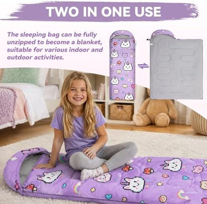 Kids Sleeping Bag for Camping, Lightweight 3 Season Cold Weather Warm Bag