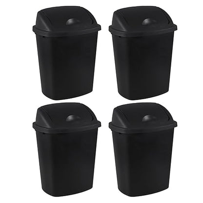 4-Pack 6 Gollons Garbage Bin with Lid, Black Swing Top Trash Can