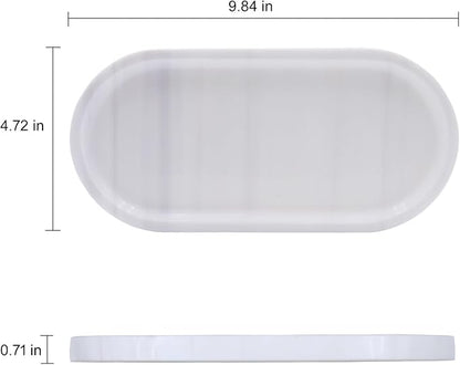 Natural Marble Tray, Oval Vanity Decorative Tray for Bathroom Counter, Countertop Stone Organizer, Catchall Tray for Kitchen, Perfume, Candles, Jewelry Dish Decorative Tray